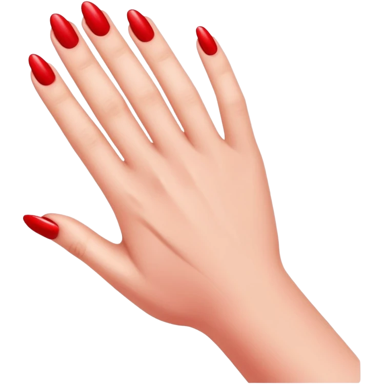 left hand receiving red nail polish, glossy finish, bright and saturated red, smooth gradient, minimal details, clean and shiny
 emoji