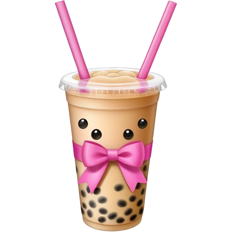 Bubble tea with a bow on the straw emoji