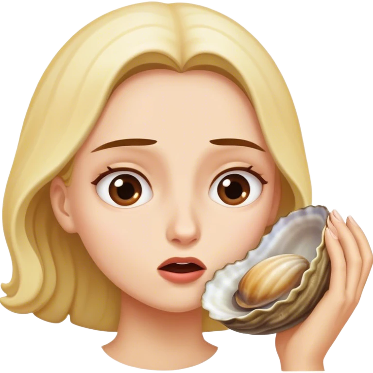 Woman getting hit in the face by a clam emoji