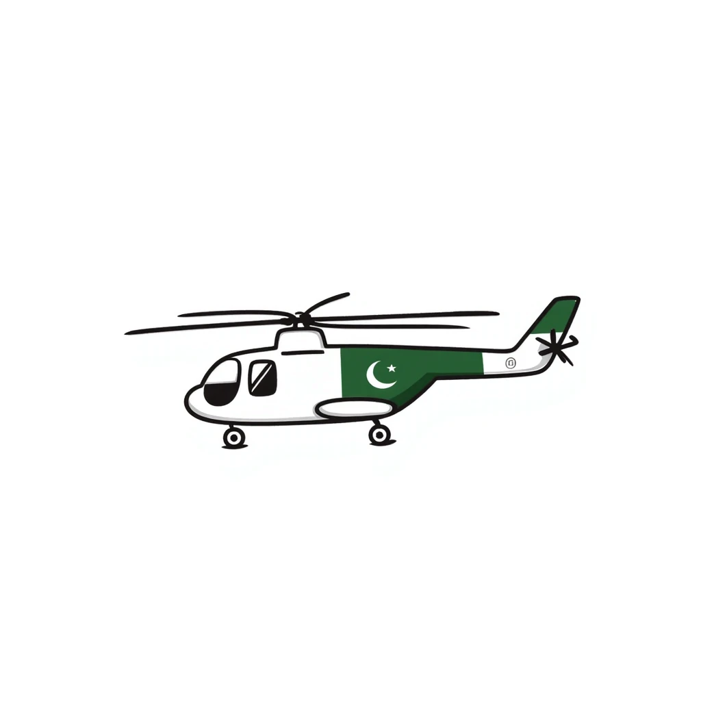 Hand-drawn Pakistani military helicopter with Pakistan flag markings emoji