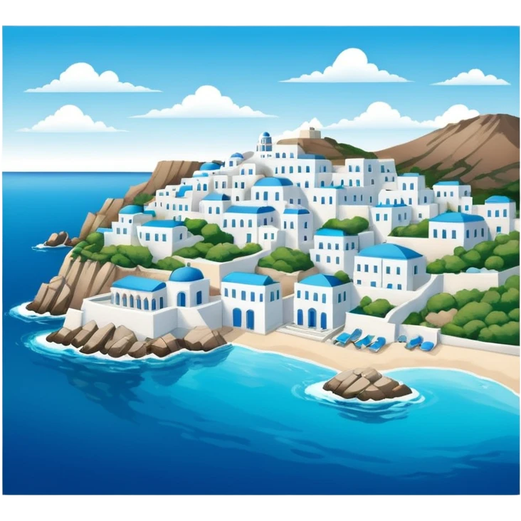 a greek island seen from the sea emoji