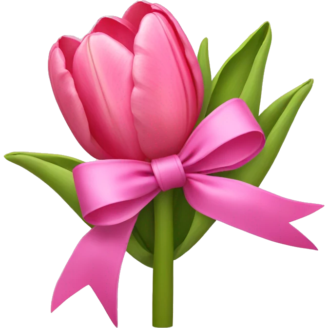 Pink tulips with a bow emoji