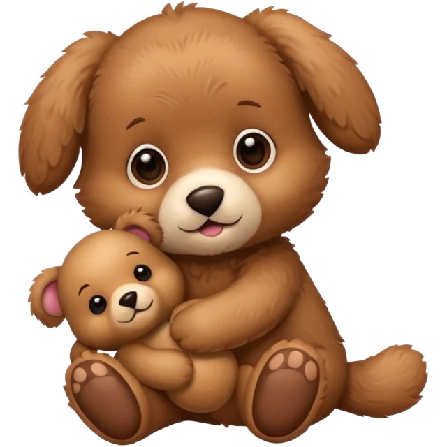 cute brown Puppy + teddy bear emoji
