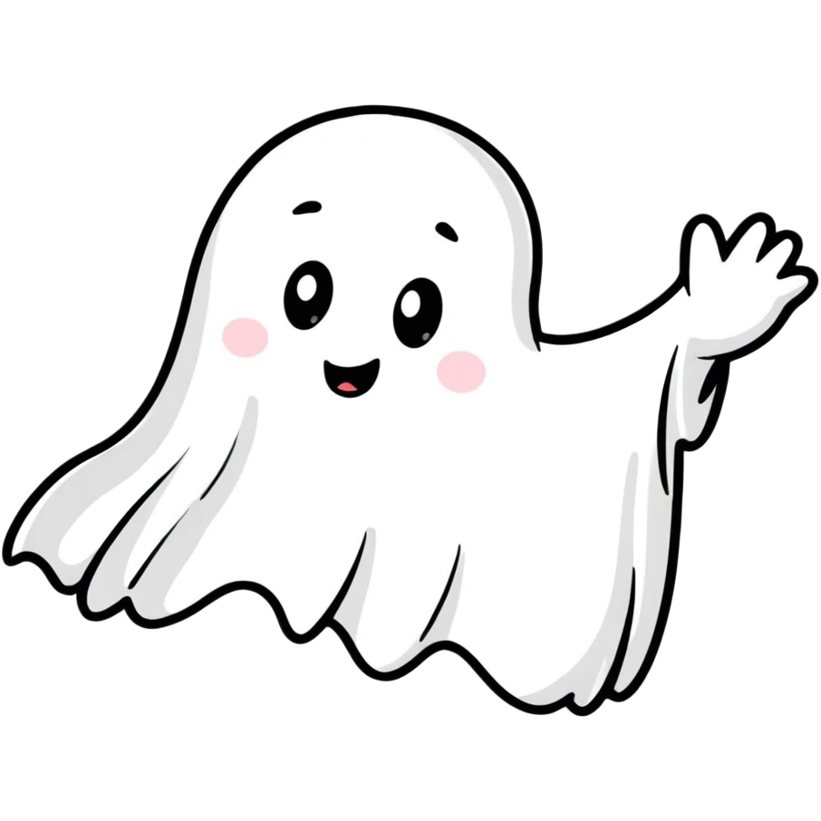 cute white ghost waving emoji