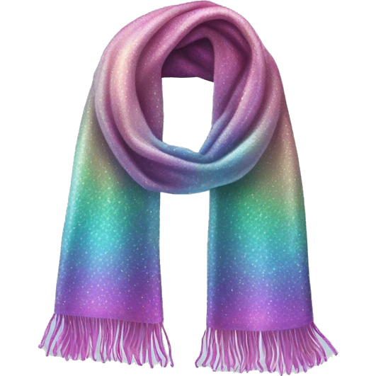 Realistic iridescent sparkle glitter winter scarf isolated. emoji