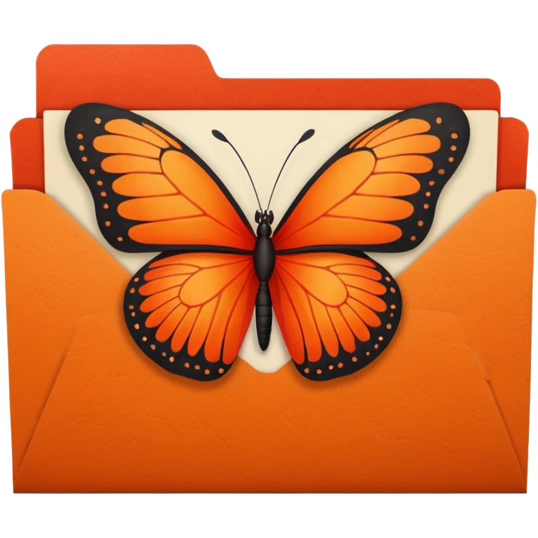 orange file folder with red butterfly on the cover emoji