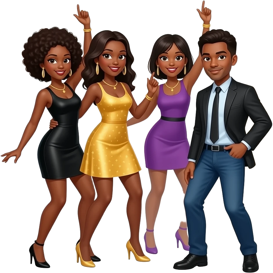 black women dancing club emoji