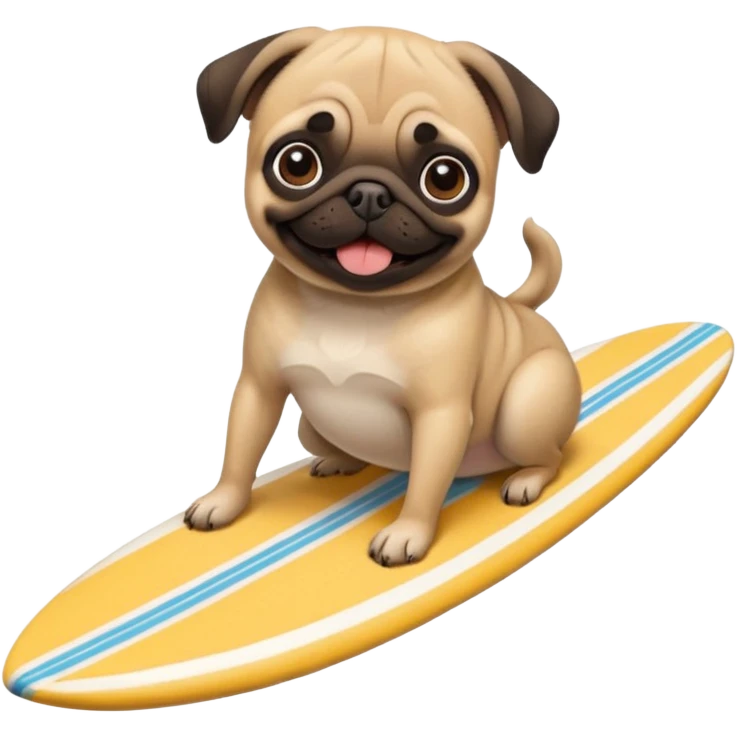 Pug with a surfboard emoji