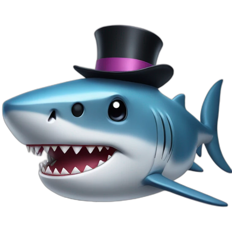Shark with a top hat emoji