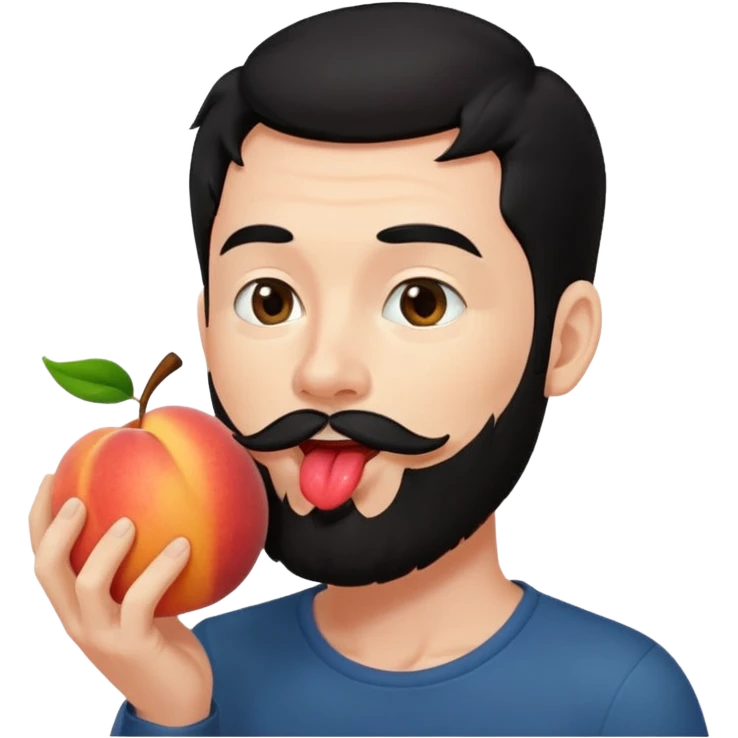 Black hair Man red beard licking peach emoji