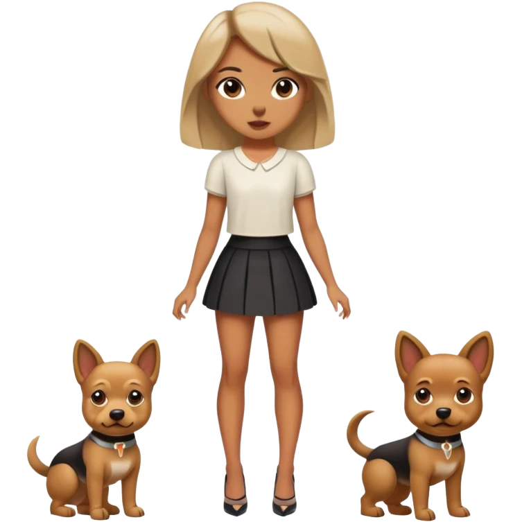 Girl dressed like a dog and in short lashes skirt and short top and heels emoji