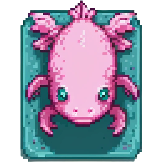 pink Minecraft axolotl, authentic blocky style and proportions, pixel art emoji