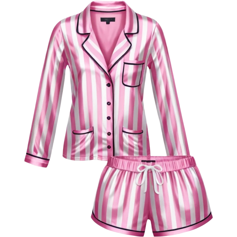 Striped pink and white silk Victoria’s Secret pajama set emoji