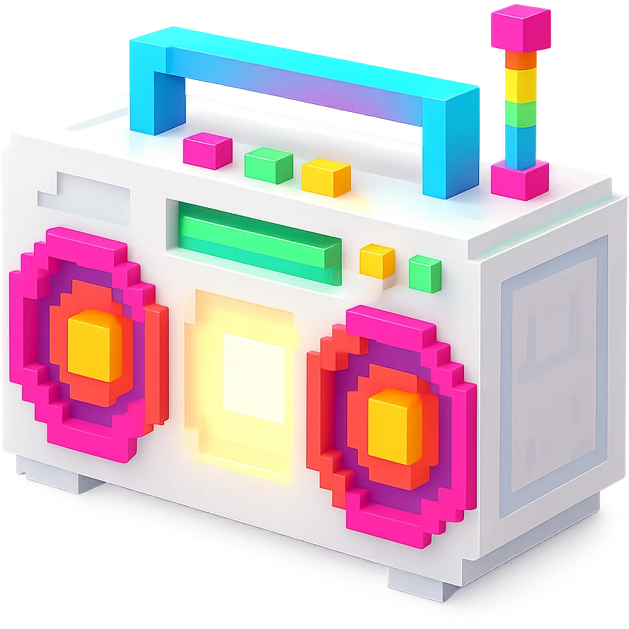 сделай белый святящейся бумбокс, no background emoji
