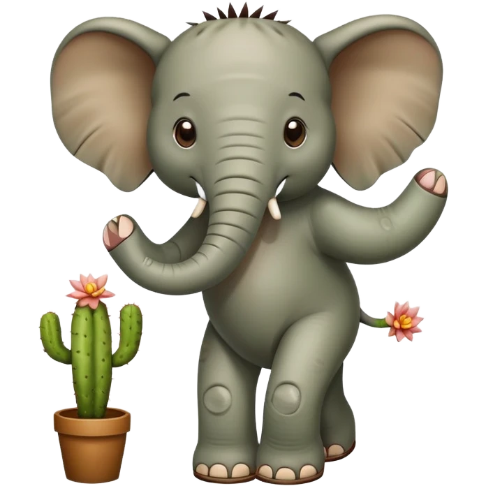 A elephant has a body of a cactus and 2 leg and brown sandalias  emoji