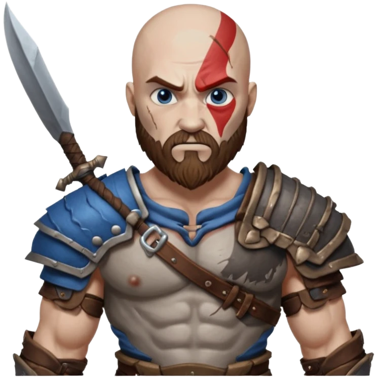 create a emoji for god of war kartos version with his wife of love blueheart emoji