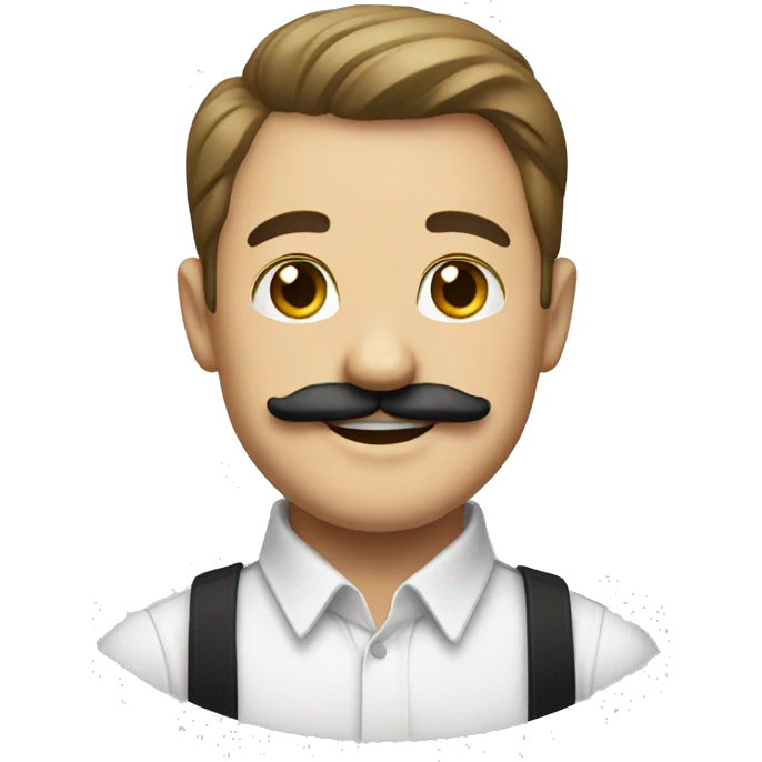 happy gentleman with black mustache in white shirt emoji