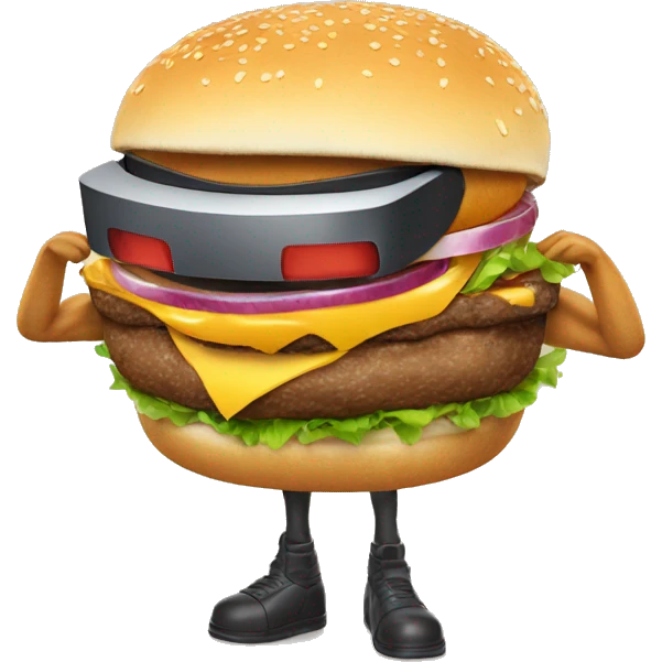 a humanoid burger playing vr emoji