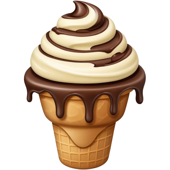 melted white and dark chocolate ice cream emoji