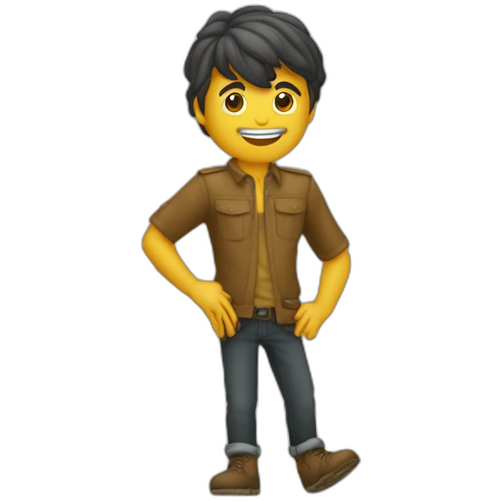 Quelqu’un qui se tient debout derrière quelqu’un dans la figure rit flippant emoji