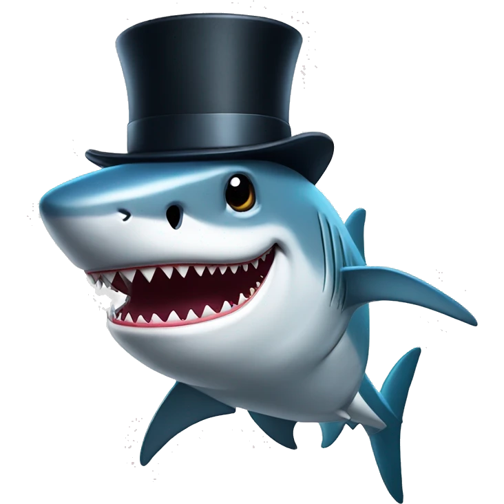 Shark with a top hat emoji