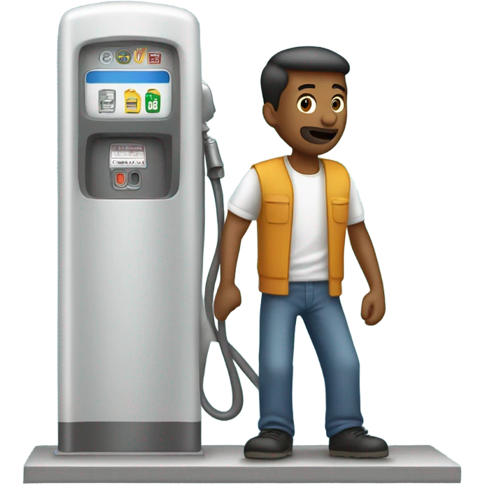 man putting gas in car at gas pump emoji