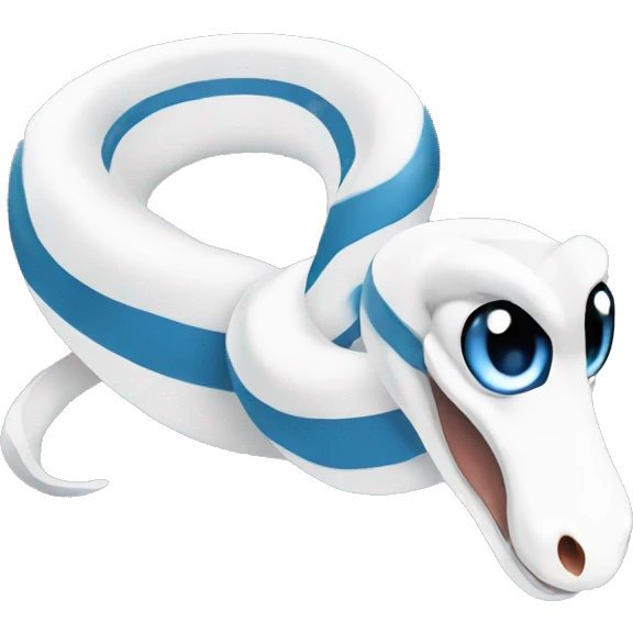 Make a sticker pack for telegram with cartoon style snake white Texas striped snake. It is a white snake with blue eyes emoji