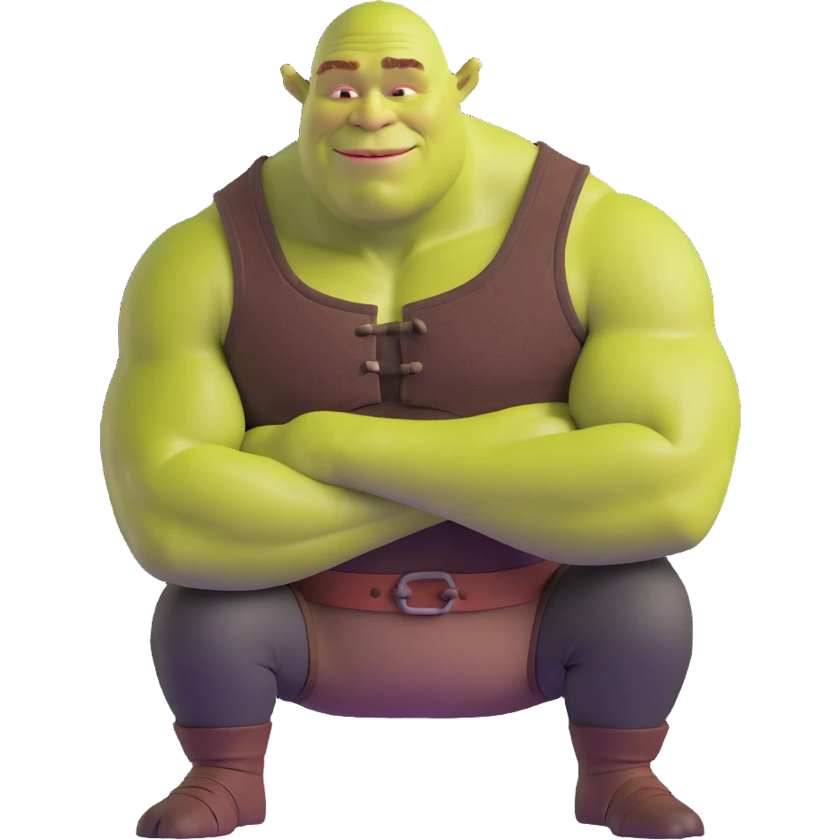 very muscular Shrek soothing Elon Musk emoji