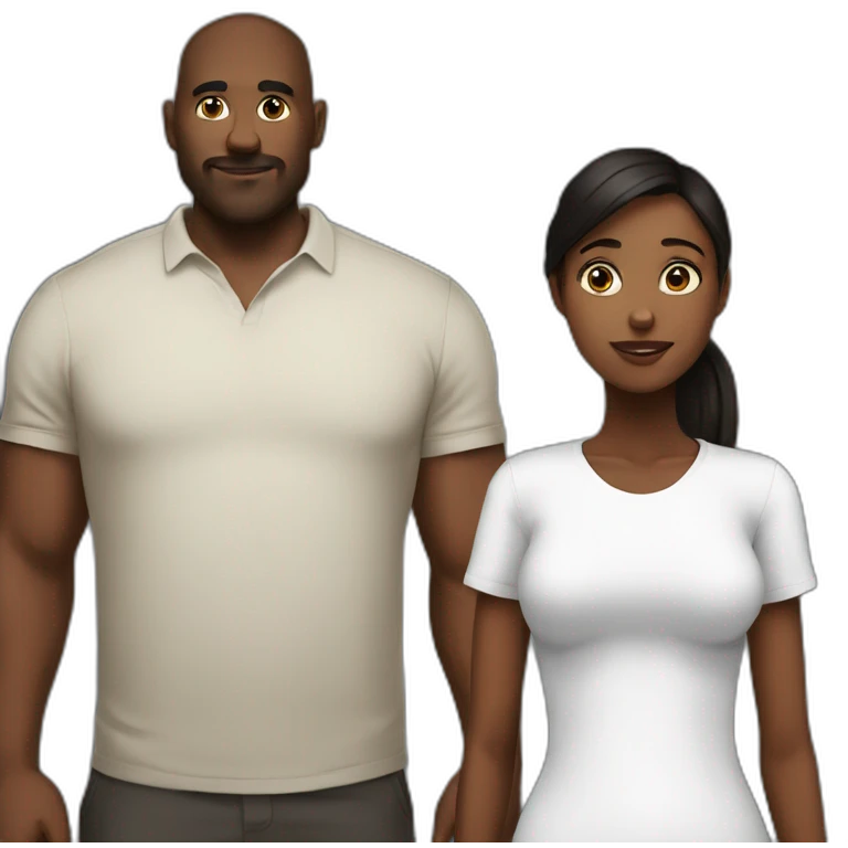Big man with blackhear skinny girl with brownhear emoji