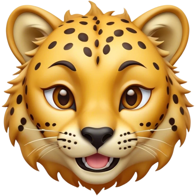 Cinematic Comical Cheetah Portrait Emoji, Head tilted dramatically with an exaggeratedly amused expression, featuring a striking, glossy golden Fur with bold spots, wide, expressive amber eyes filled with playful disbelief, Simplified yet hilariously expressive features, highly detailed, glowing with a slightly sassy glow, high shine, dramatic yet playful, stylized with an air of cheeky mischief, bright and endearing, soft glowing outline, capturing the essence of a spirited and over-the-top cheetah, so meme-worthy it feels like it could dash its way into internet fame instantly! emoji