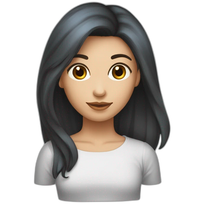 Fait moi une fille brune aux yeux bleus avec les cheveux lisses jusqu’au épaules emoji
