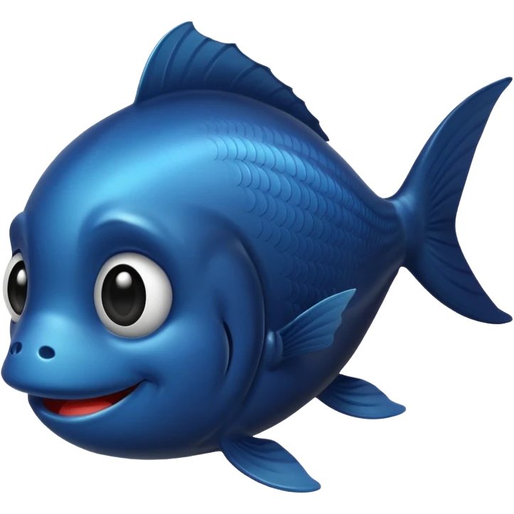 black fish with a smiling face emoji