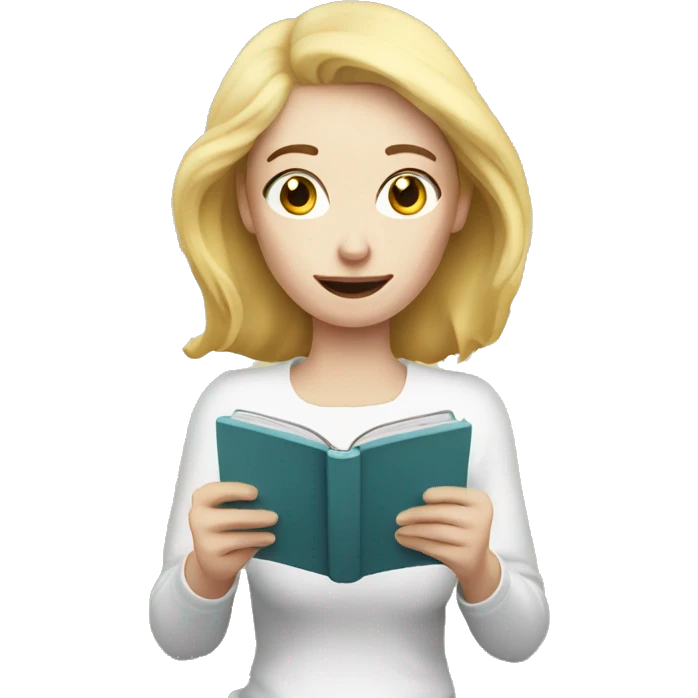 Pale woman reading kindle emoji
