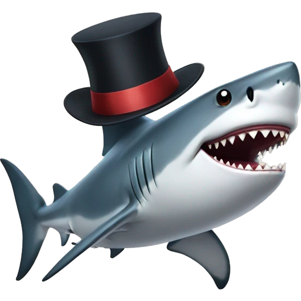 Shark with a top hat emoji