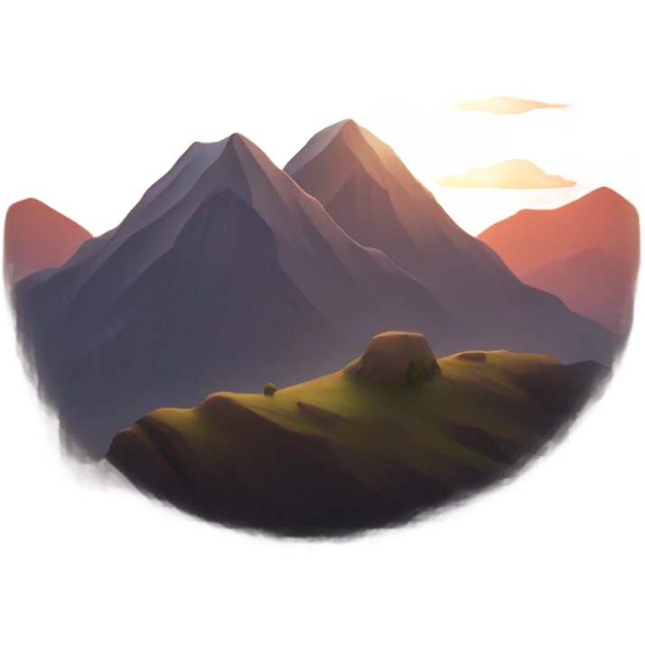 two mountains with the sun going down emoji