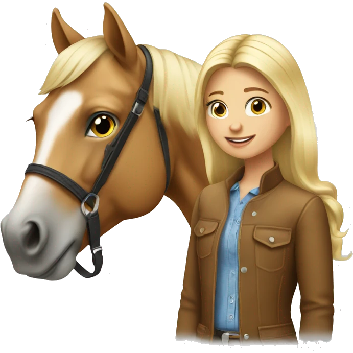 blond girl with horse emoji