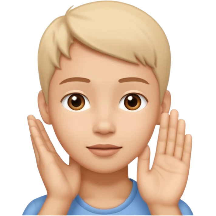 Hand touching ear emoji