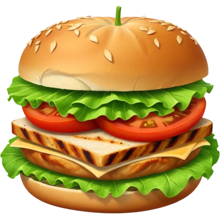 Lettuce wrapped grilled chicken sandwich, no bun, with grilled chicken breast, tomato, lettuce. emoji