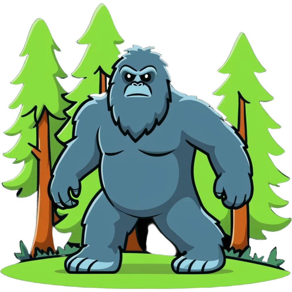 Bigfoot creature, sasquatch, mythical forest giant emoji