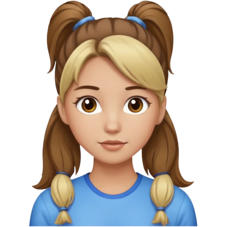 a brown haired girl with blonde highlights in a high ponytail but make her really pretty emoji