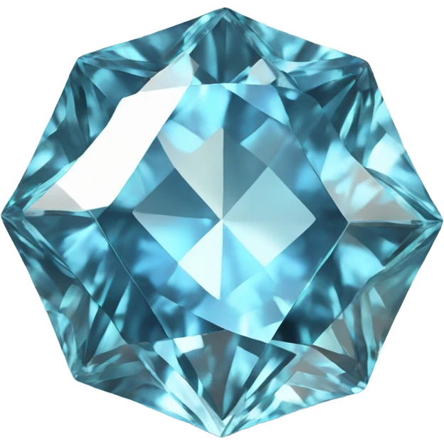 Topaz gemstone emoji in a classic diamond shape, no background. Detailed facets, vibrant sky-blue tones, and shimmering highlights for a clean, elegant, 3D look. emoji