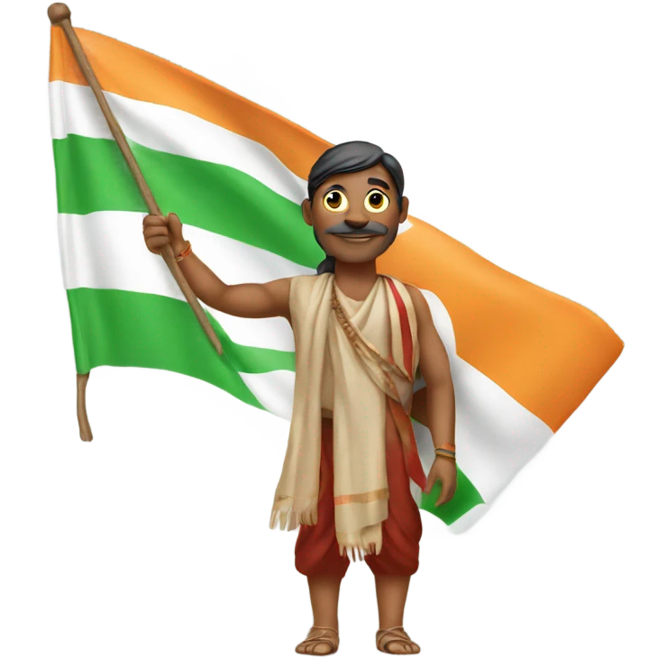 Indian man holding Indian flag emoji