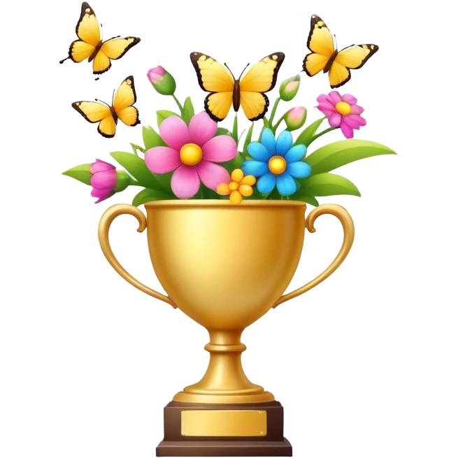 spring trophy with flowers and butterflies emoji