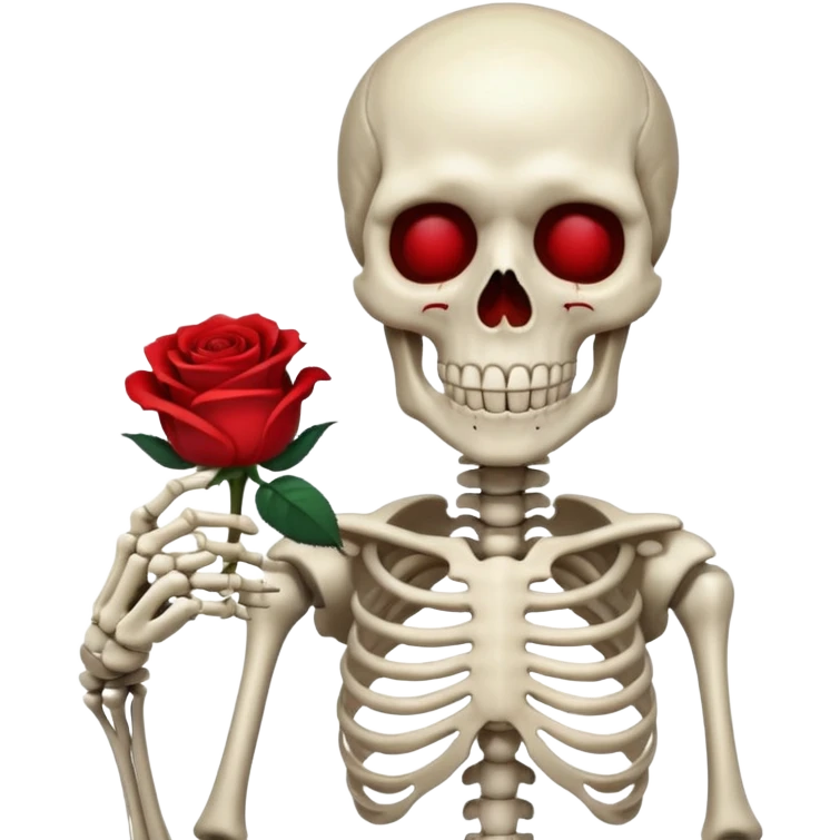 Skelton holding rose in hand  emoji
