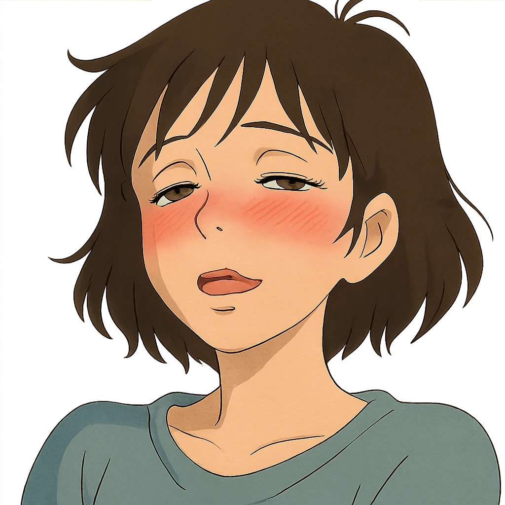 ghibli style soft and expressive lusty face emoji