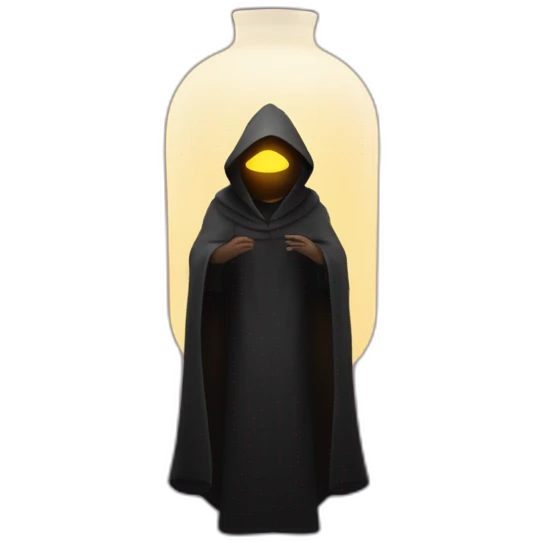 A mysterious figure cloaked in shadows, illuminated only by the soft glow of a lantern ,emoji emoji