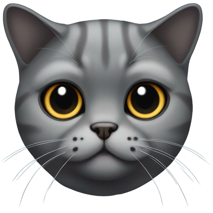 all dark grey Scottish Fold Cat folded ears emoji