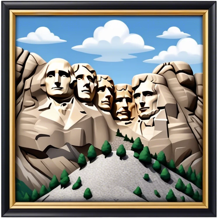 Mount Rushmore Landmark Emoji – Displaying the carved faces of four U.S. presidents in the granite mountainside. emoji