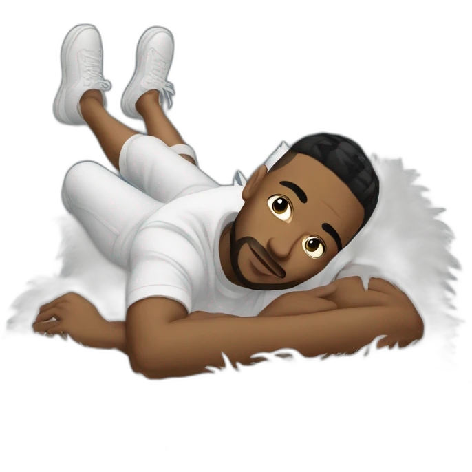 Rapper laying on a fluffy rug emoji