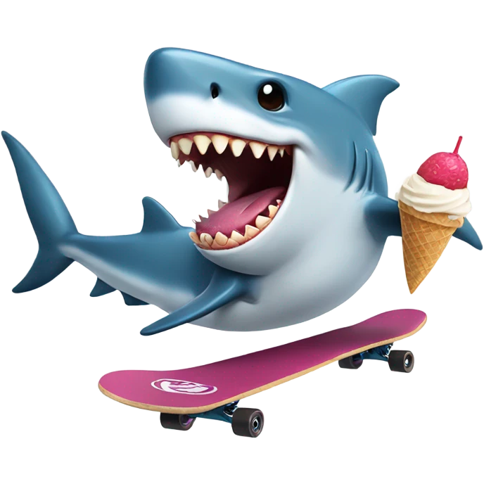 shark eating ice cream riding a skateboard  emoji